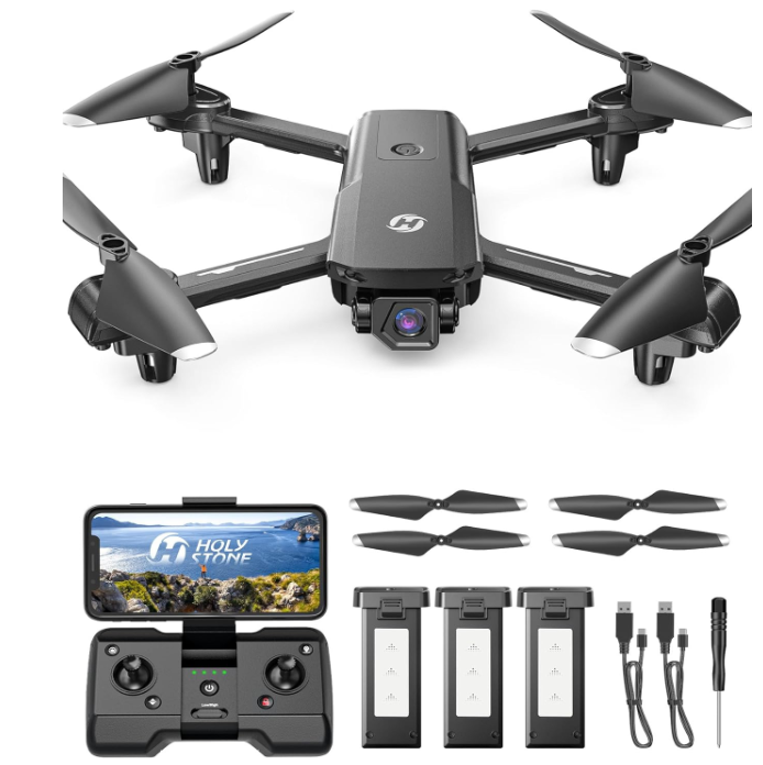 Holy Stone ドローン カメラ付き 100g未満 GPS搭載 申請不要 屋外 小型 1080Pカメラ バッテリー3個 42分飛行時間 自動帰還 フォローミーモード ウェイポイントモード