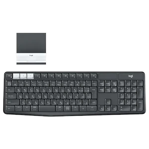ロジクールマルチデバイス対応 2.4GHz/Bluetoothワイヤレス キーボード＆スタンドセット（グラファイト/オフホワイト）K370S