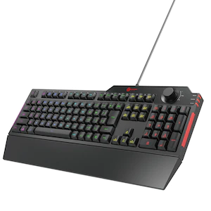 エレコムゲーミングキーボード メンブレン式 着脱式リストレスト付 ボリュームダイヤル付 有線（ブラック）TK-G02UMBK