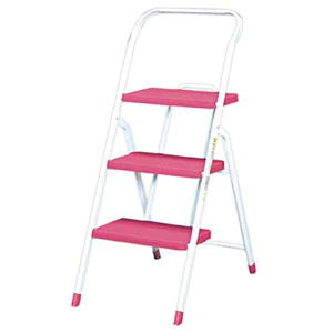 アイリスオーヤマ
 折りたたみステップ3段（ピンク）
 IRIS 脚立 ステップ はしご